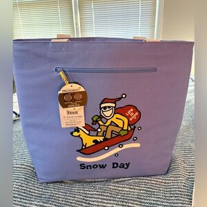 Life Is Good Insulated Blue Tote with Snow Day Design